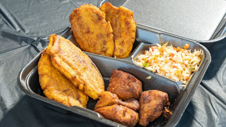 Fried Pork (Griot Griyo) With Slice Fried Plantain