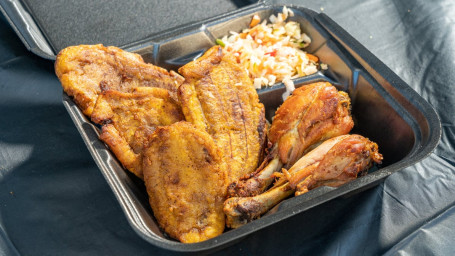 Fried Chicken (Poulet Fry) With Slice Fried Plantain