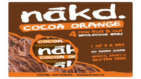 Nakd Cacao Sinaasappel Fruit Notenrepen 4 X 35G