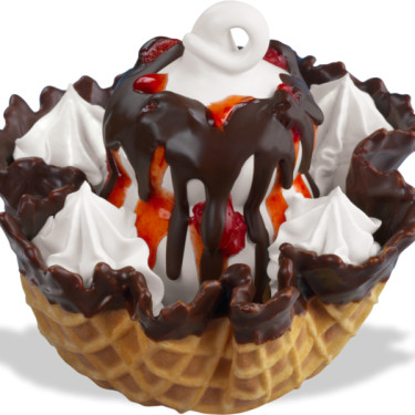 Met Chocolade Bedekte Aardbeienwafelkom Sundae