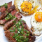 Steak Eggs Marinated Shell Steak