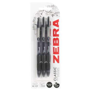 Zebra Classic Smooth Ballpoint Black 3 Pack