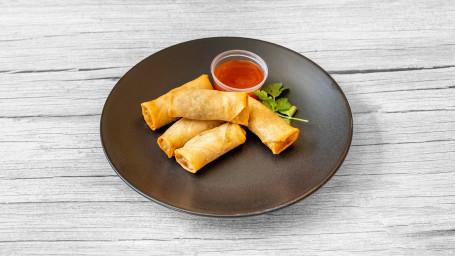 Veg Spring Rolls With Sweet Chilli Sauce (5Pcs) (V)