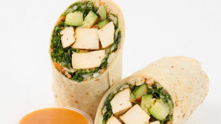 Miso Tofu And Chopped Kale Salad Wrap